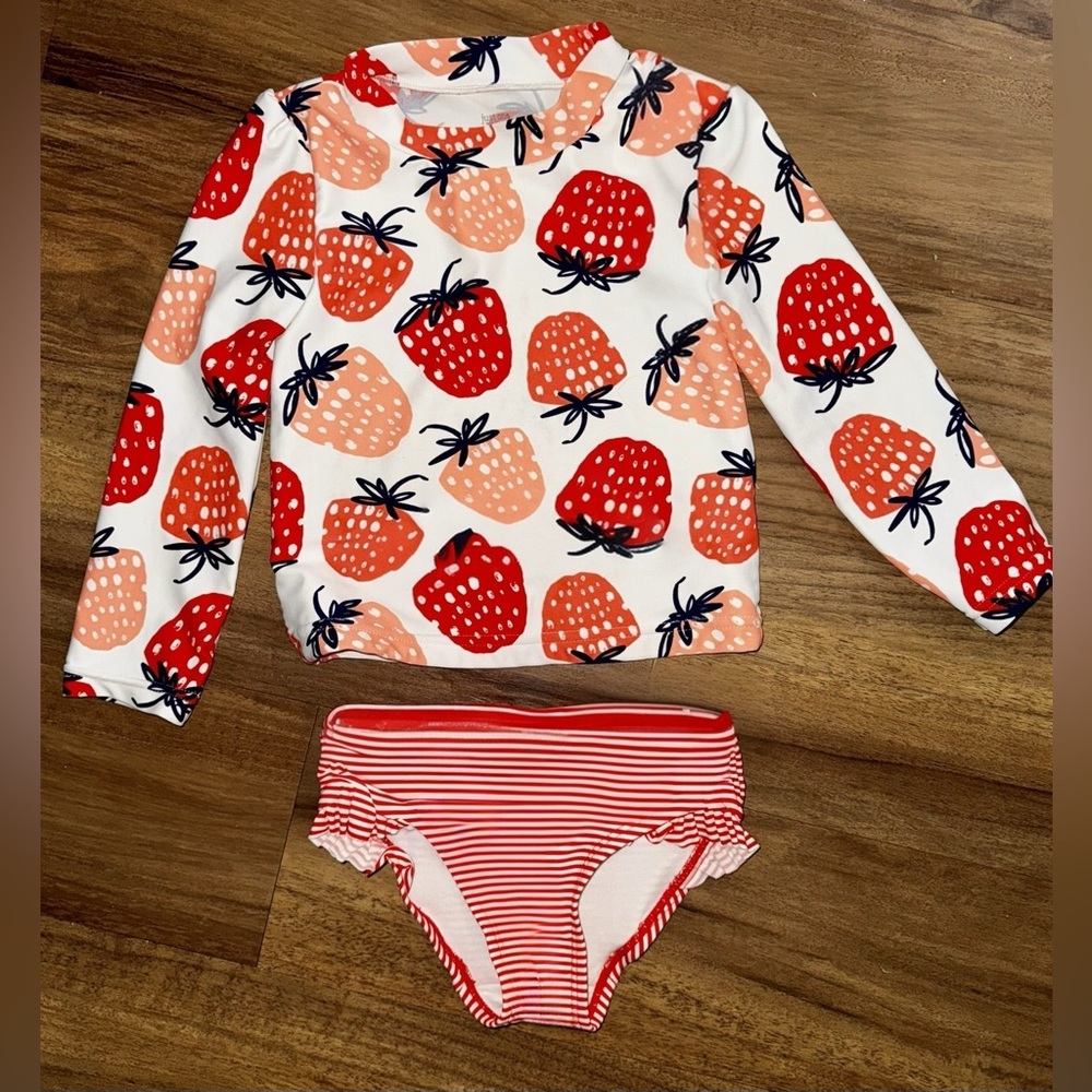 Gymboree Toddler Girls Strawberry Print Kids Swim Set Size 3T